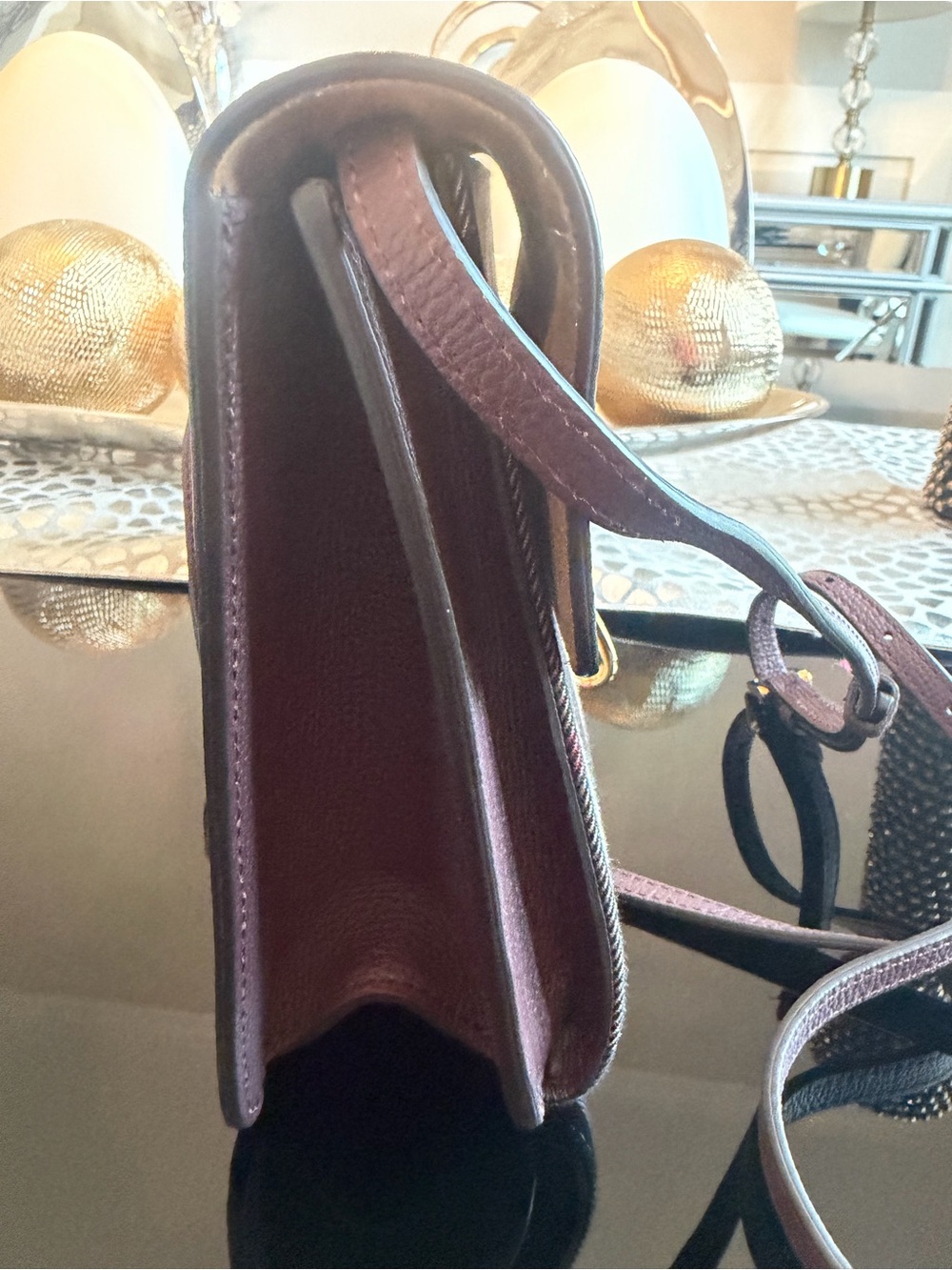 NWT Burberry Classic Check Crossbody Bag in Plum with Gold Hardware - Picture 7 of 9